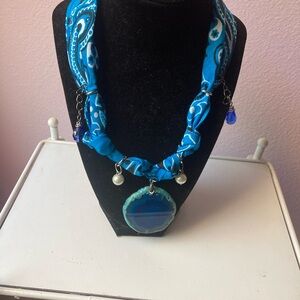 Beautiful and Stylish Blue Bandana Necklace